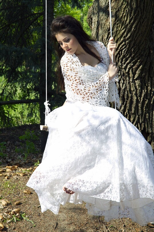 Female model photo shoot of Valeria Iordan in Ukraine. Floral garden.
