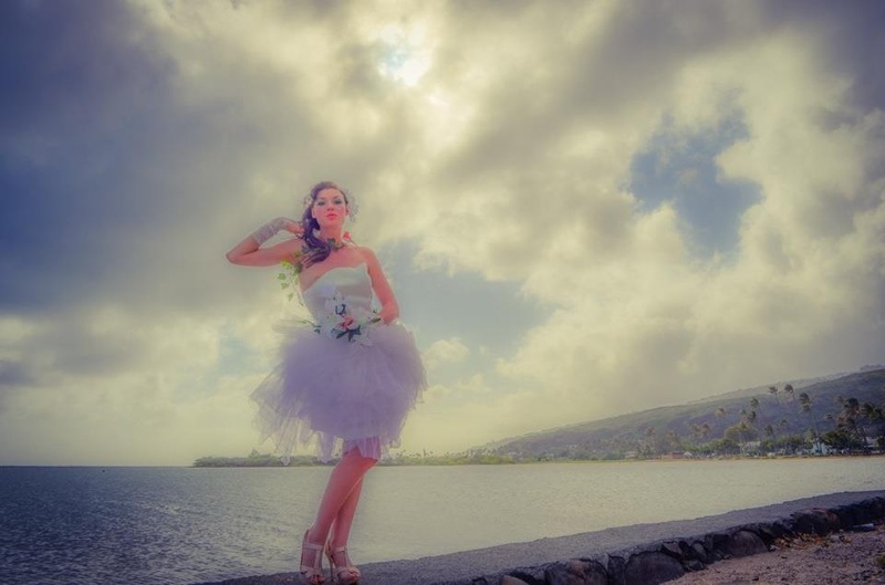 Female model photo shoot of chicoglam photo in Hawaii, makeup by CHIKA HairMakeupArtist