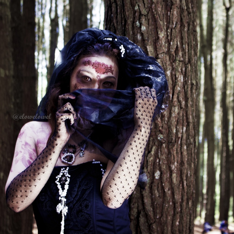 Female model photo shoot of Areli Tabitha in Hutan Pinus Imogiri, Yogyakarta
