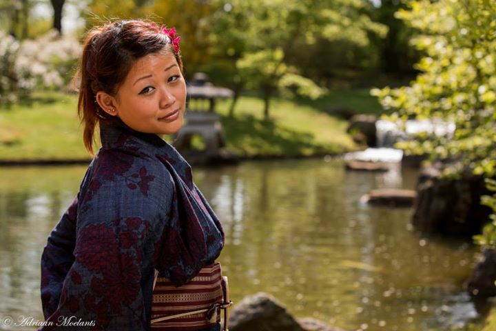 Female model photo shoot of Model_Hikari in Japanese Garden Hasselt, Belgium