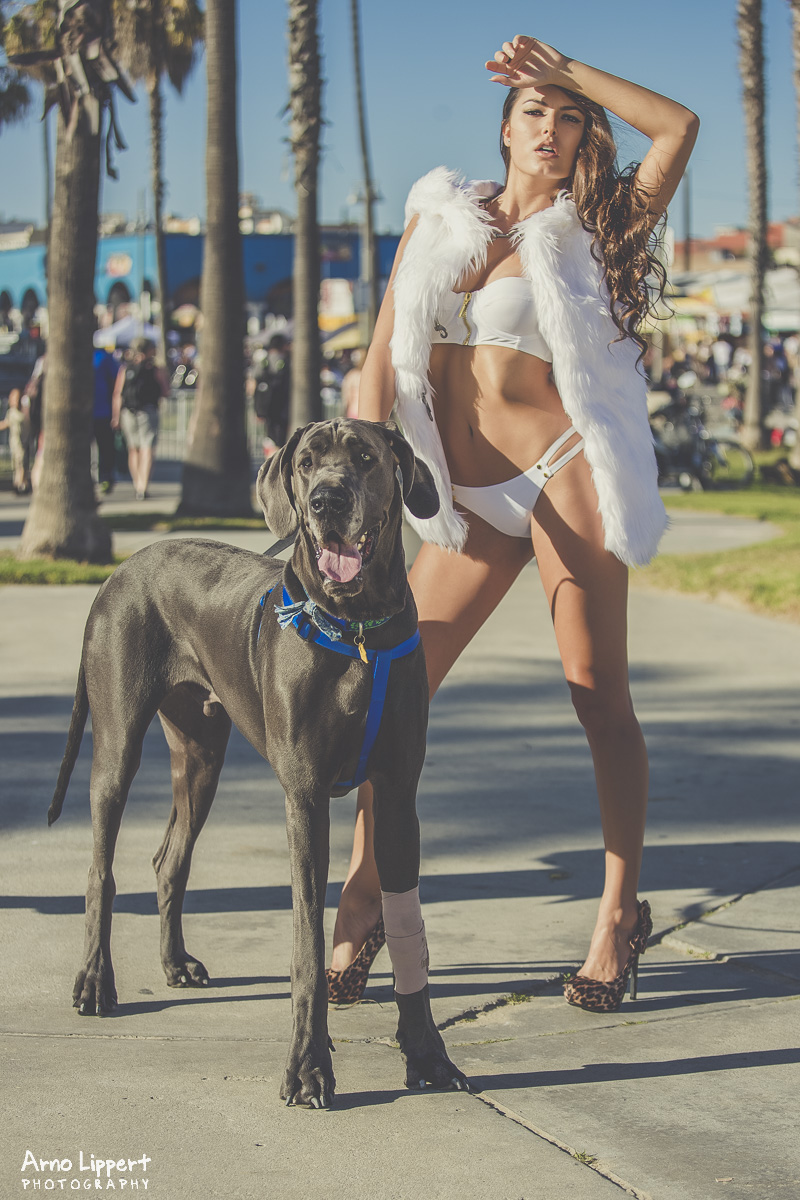 Male and Female model photo shoot of arno-l Ibiza LA Maui and  Constance in Venice beach, CA, USA