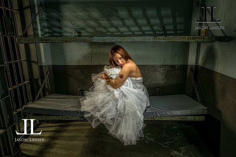 Female model photo shoot of Lindsay Brooke in Moundsville State Penitentiary, Wheeling, West Virginia