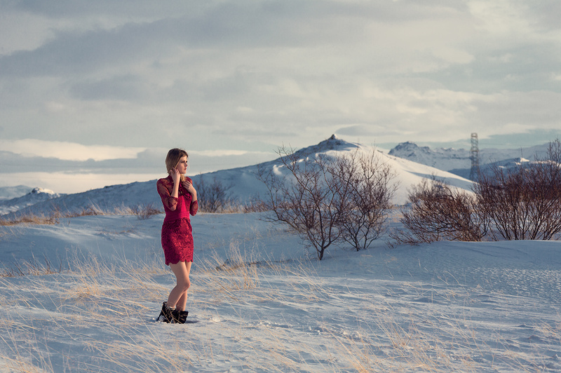 Female model photo shoot of Arima in Iceland