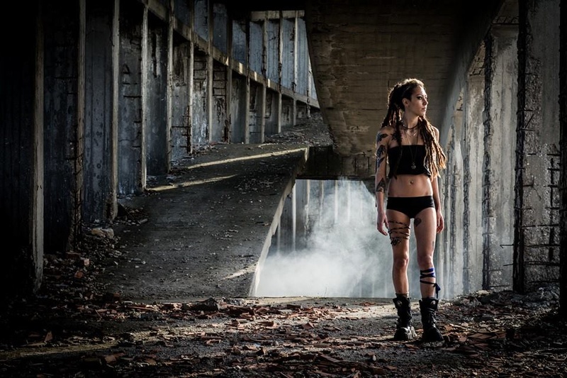 Female model photo shoot of deadline terror in urbex