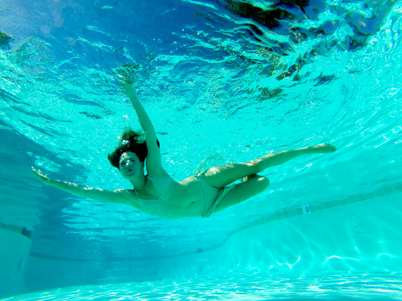 Female model photo shoot of jrush by Joshua Abrahamson in pool