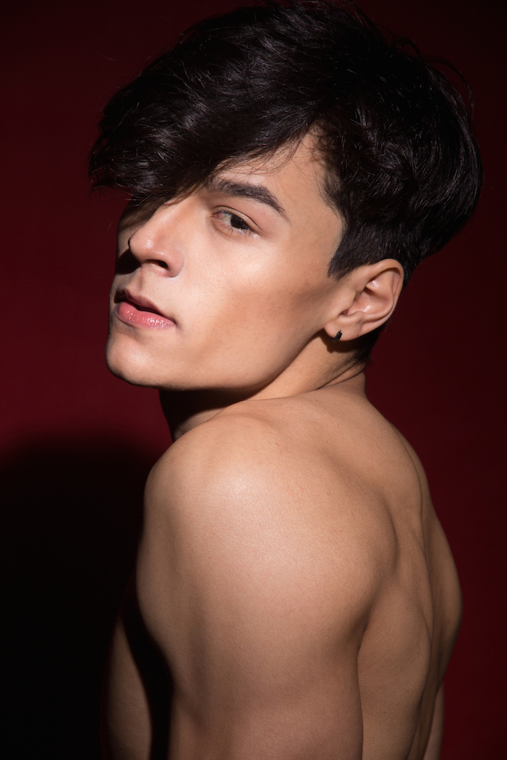 Male model photo shoot of Santy Calalay in Wolves Den Studio, New Manila