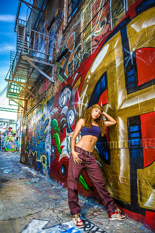 Female model photo shoot of Vonnie_B in Graffiti Ally in Baltimore MD