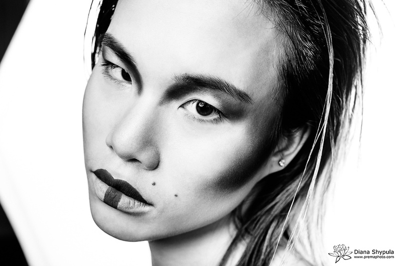 Female model photo shoot of Diana Shypula in Prema Photo Studio, makeup by Anastasia Minakova