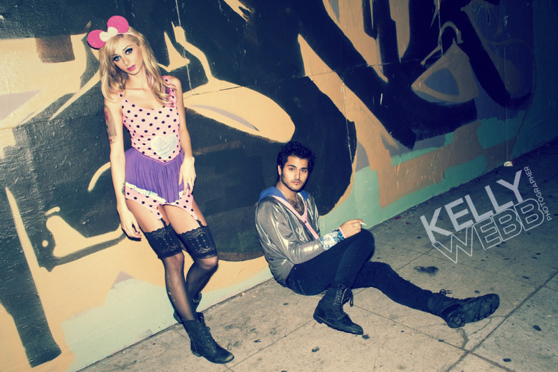 Female and Male model photo shoot of Kelly Webb and Jay Gambit in Los Angeles, clothing designed by Pretty Star Clothing