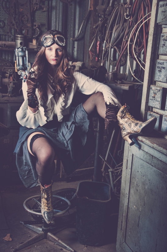 Female model photo shoot of MKS Images and breannlynn in Antique Gas & Steam Museum
