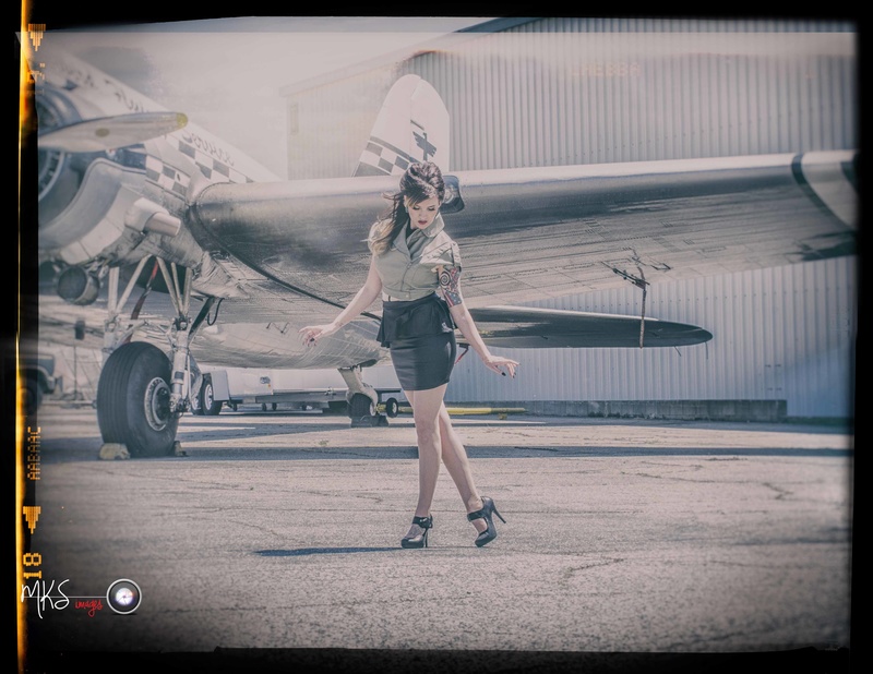 Female model photo shoot of MKS Images and Kitty Von Rose in CAF Airplane Museum