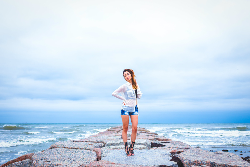 Female model photo shoot of Emily Linh in Galveston