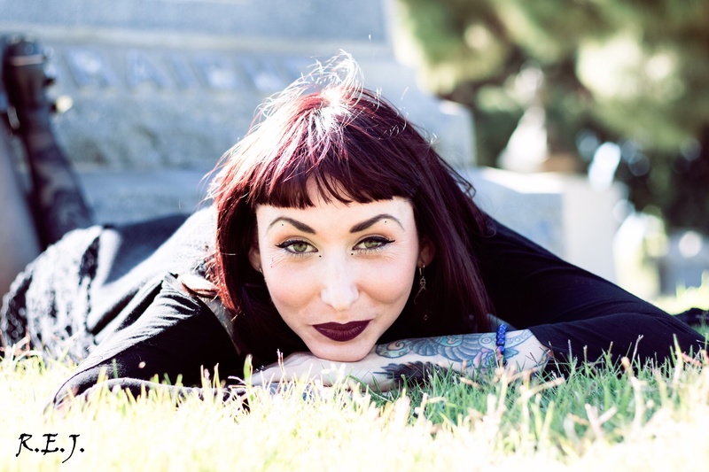 Female model photo shoot of Baincat333 in Mt. Hope cemetery