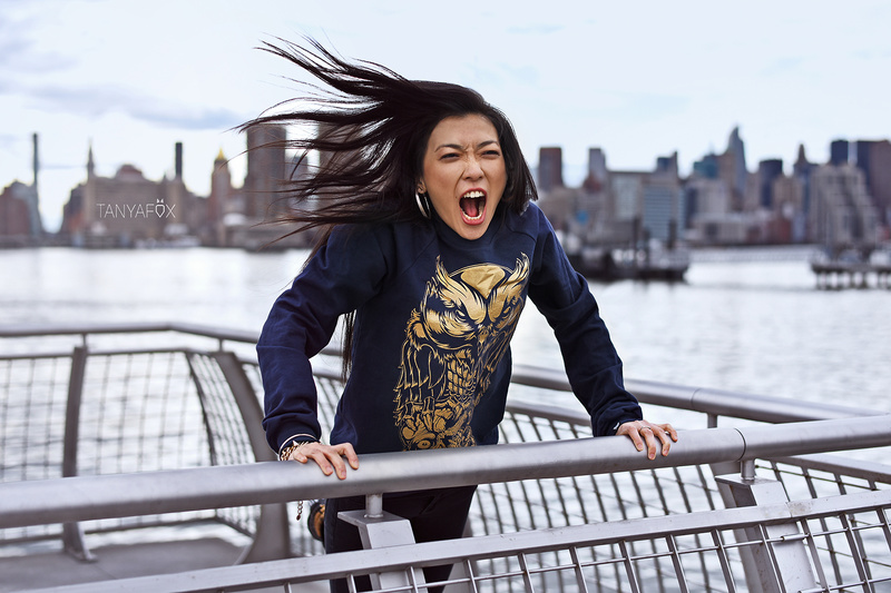 0 and Female model photo shoot of Tanyurka and Wei Xia Cheung in Transmitter Park, NY