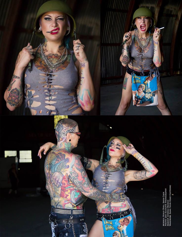 Female model photo shoot of MakeupArtistAthena and HollyDoll , clothing designed by BangYourHeadClothing