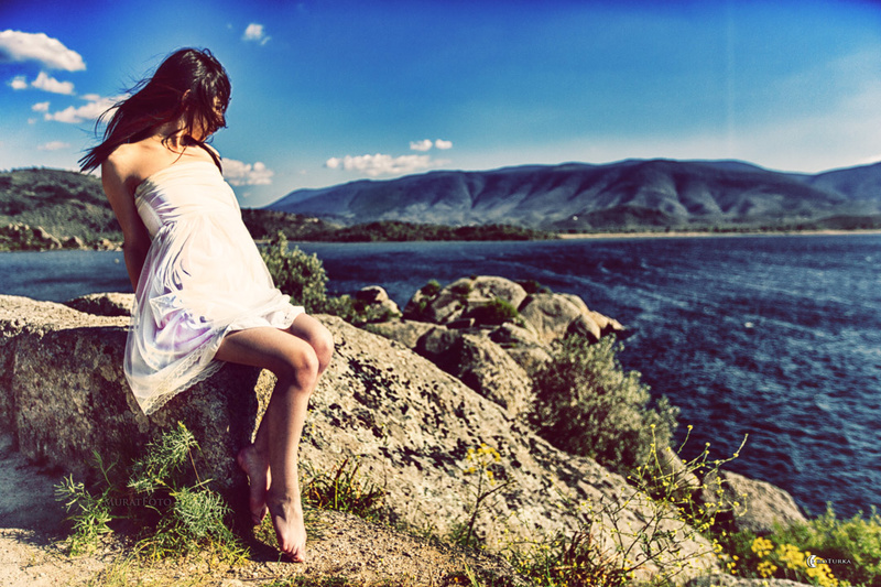 Female model photo shoot of Asia Rengahenk by eroturka in Bafa Lake Didim Aydin Turkey