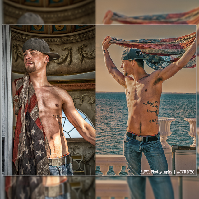 Male model photo shoot of AJVR Photography in Belvedere Fire Island Guesthouse, New York