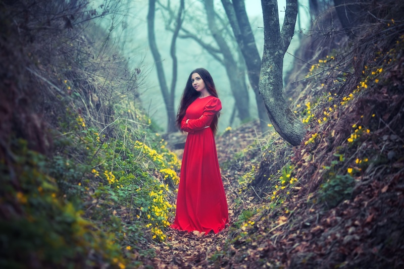 Female model photo shoot of Kate Baskova in forest