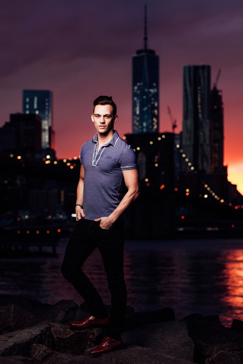Male model photo shoot of Gary Feng Photography and Brennen Cooper in Brooklyn Bridge Park