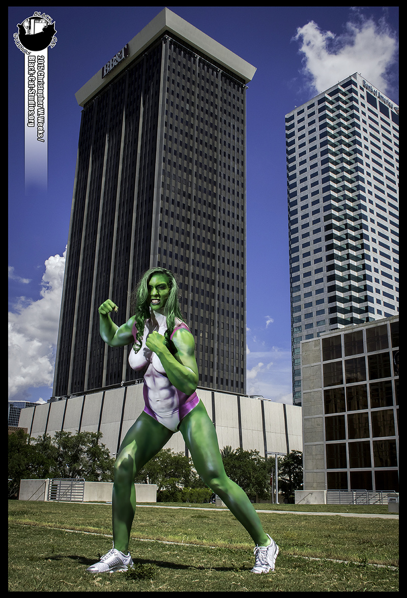 Male and Female model photo shoot of Christopher W Weeks and Jade Meek in Downtown, Tampa, FL, body painted by Nicole Hays Skin Wars