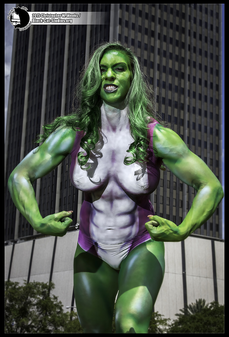 Male and Female model photo shoot of Christopher W Weeks and Jade Meek in Downtown, Tampa, FL, body painted by Nicole Hays Skin Wars