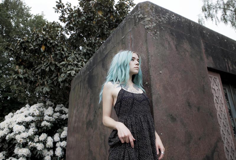 Female model photo shoot of Caitlin Webb Photo and forest_faun in Rose City Cemetary Portland, Or