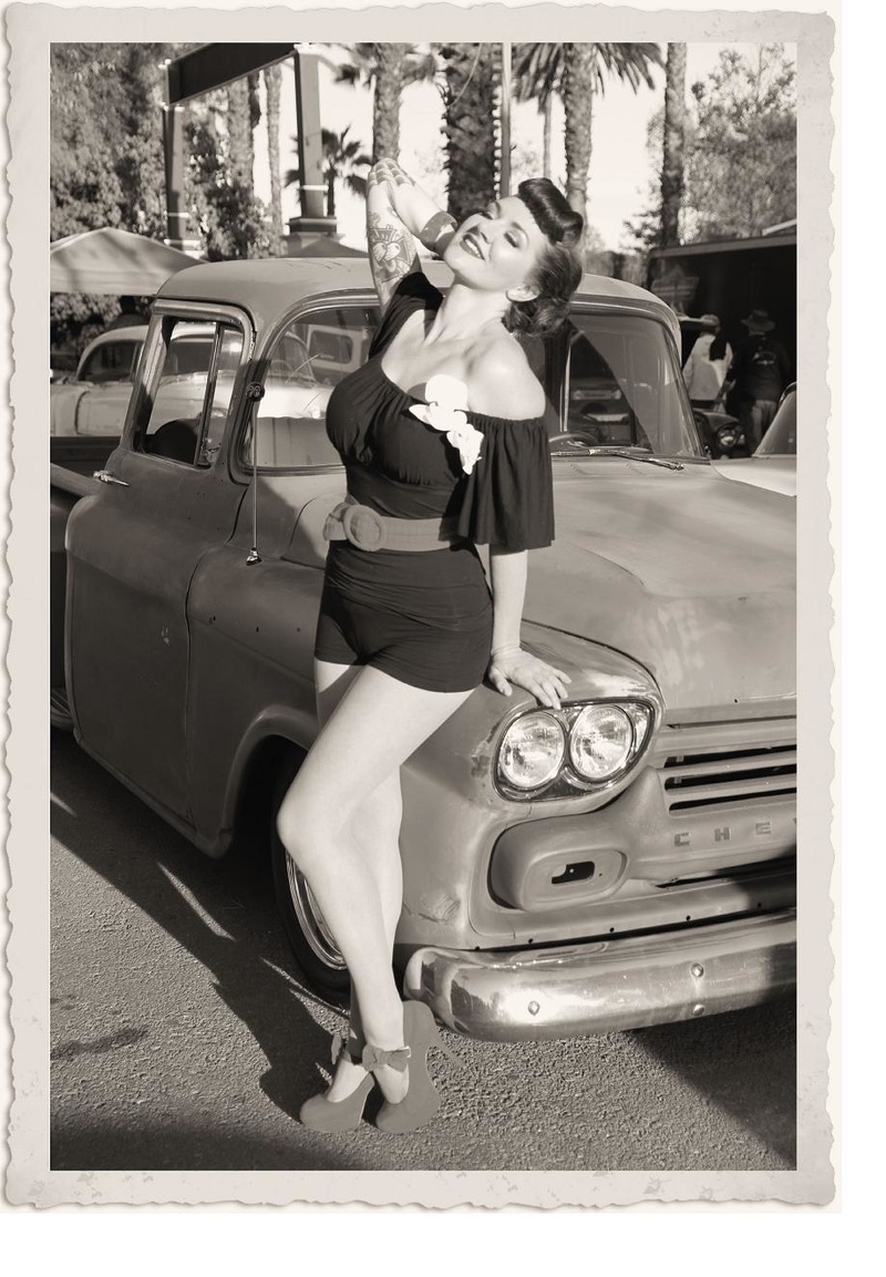 Female model photo shoot of Miss Ricochet in Grand National Roadster Show - Pomona, CA