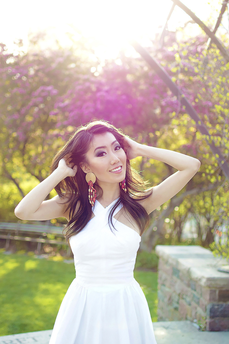 Female model photo shoot of Saven Alvarez in Toronto Music Garden