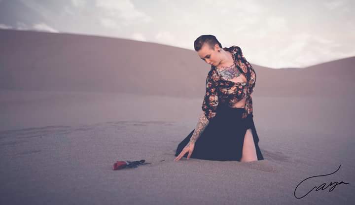 Female model photo shoot of Kristeen_Kannibal in Bruno sand dunes