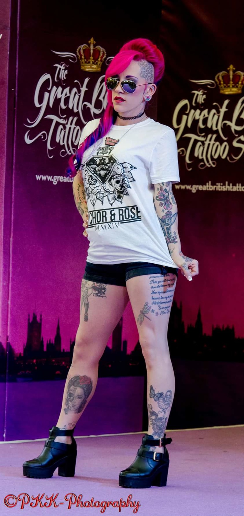 Female model photo shoot of Miss Pinky Boo in The Great British Tattoo Show