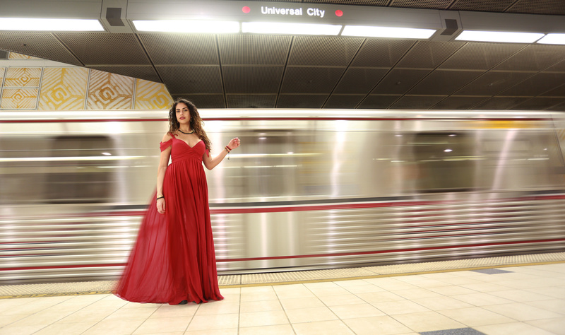 Female model photo shoot of Stella Gomez in Union Station Los Angeles