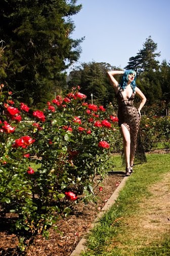Female model photo shoot of SuzyCherry in San Francisco Rose Gardens