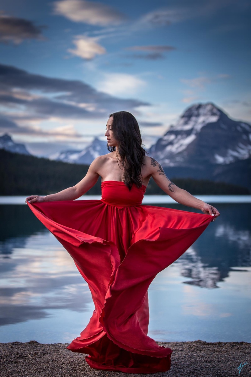 Female model photo shoot of Nori Nicole by Aaron Von Hagen in Banff, Alberta, Canada