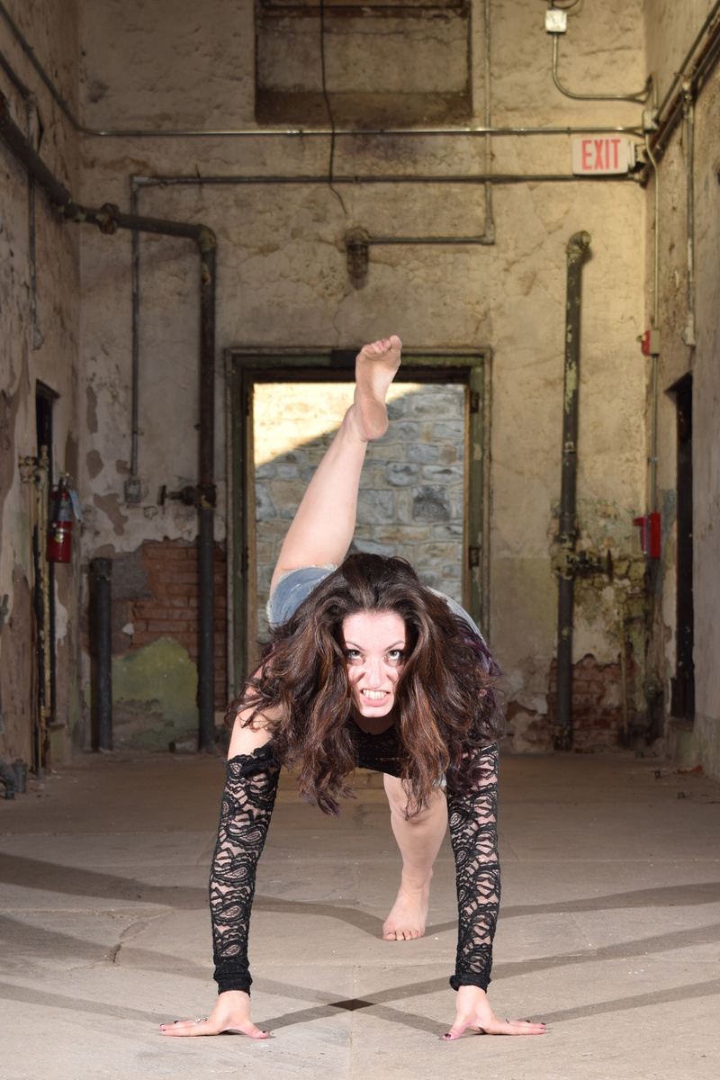 Male and Female model photo shoot of Chaz Art Photo and Jenny Bee in Eastern State Penitentiary