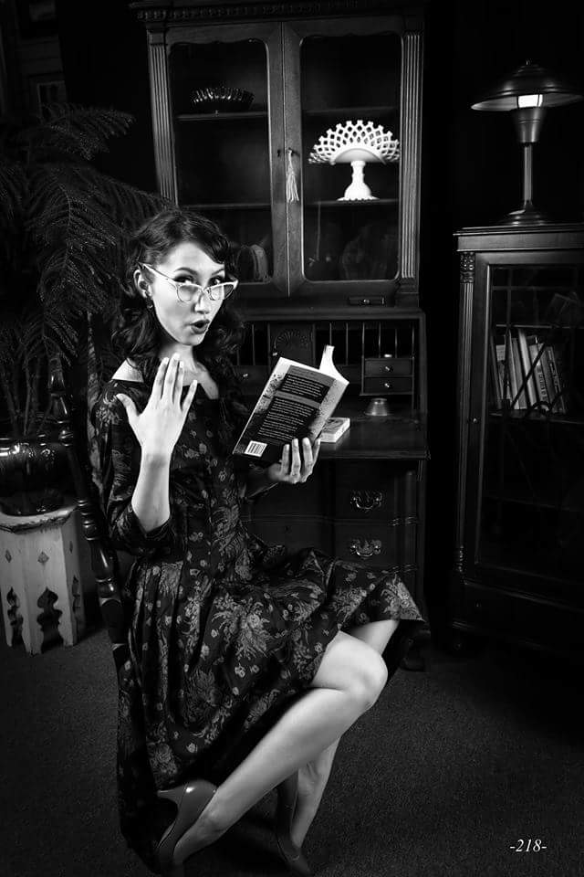 Female model photo shoot of BeckyFemme in Retro Image Antiques