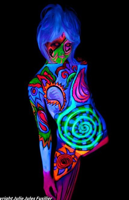 Female model photo shoot of AbsoluteAbby, body painted by Julie Jules Fusilier