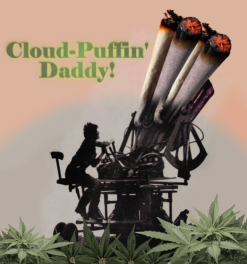 Female model photo shoot of Jawdrop Productions in Cloudbusting for Stoners!