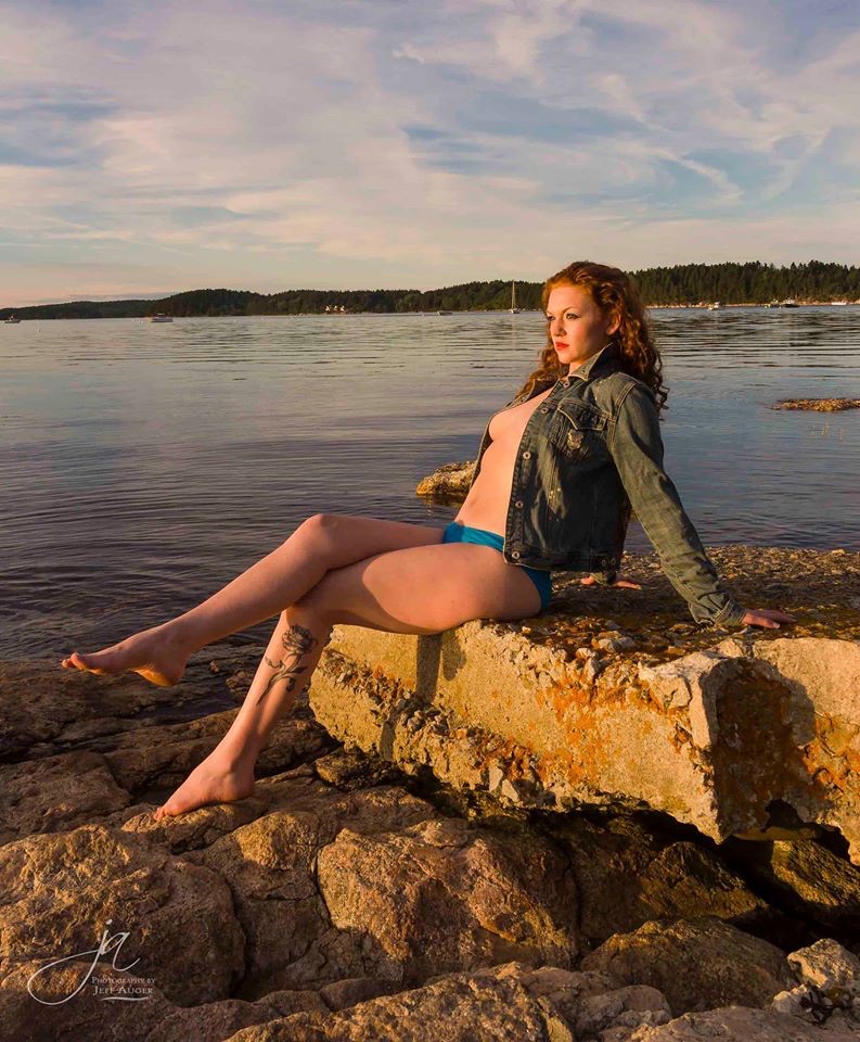 Female model photo shoot of gingerpaquette in Popham Beach, Maine