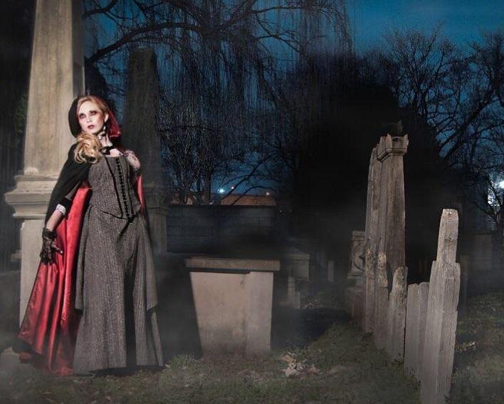 Female model photo shoot of Marhannah make-up in Nashville cemetery