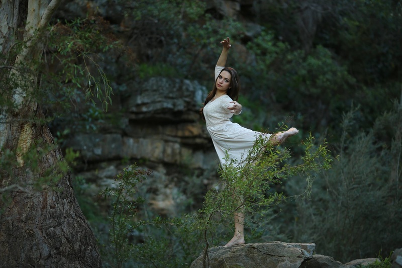 Female model photo shoot of Rusalochka in Morialta Waterfalls, South Australia