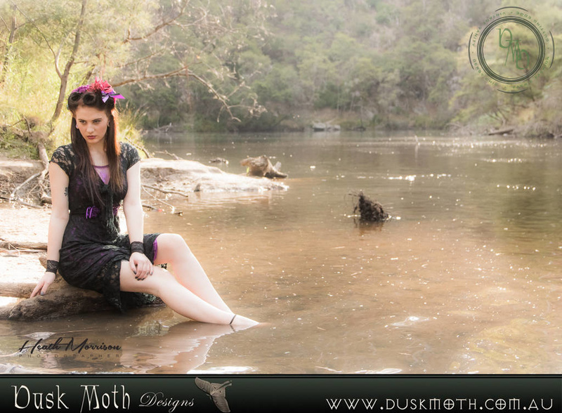 Female model photo shoot of Dusk Moth Designs
