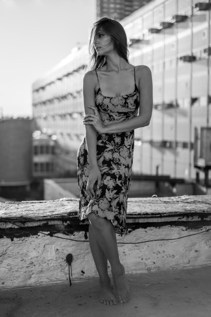 Female model photo shoot of Nataliya Borchakovskaia in Hell's Kitchen Rooftops