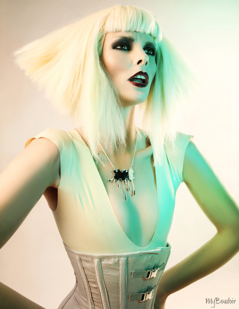 Female model photo shoot of Dbxhair by My Boudoir , makeup by Sarah Elliott -MUA, clothing designed by Lady Alluras Latex