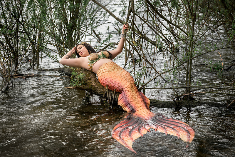 Female model photo shoot of LilyRosePinupMermaid in Cotswolds Water Park
