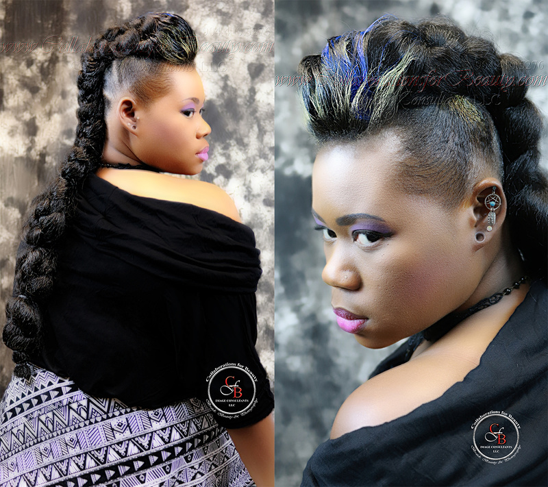 Female model photo shoot of MichysBraids in Collaborations for Beauty Image Consultants