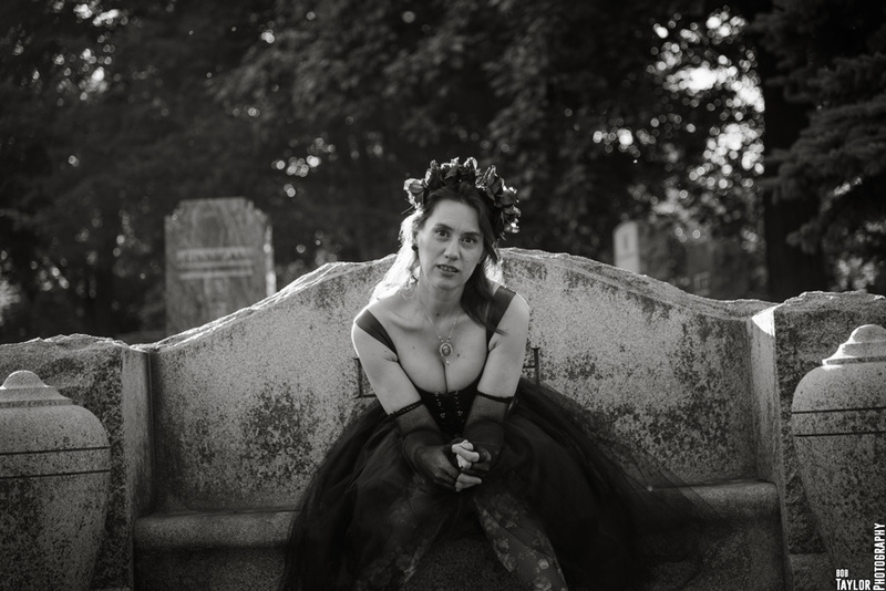 Female model photo shoot of Valerie Meachum in Bluff City Cemetery, Elgin, IL