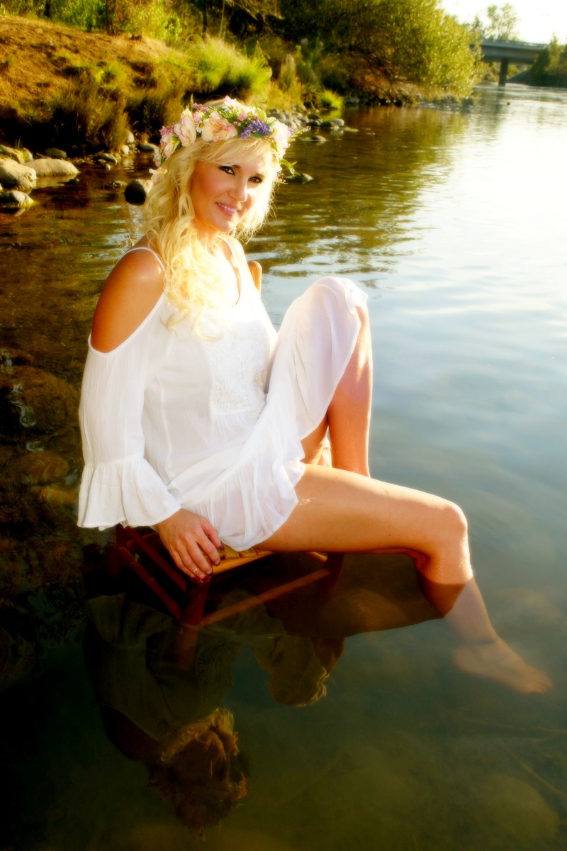 Female model photo shoot of kellyk by Mark Montague in Sacramento River. Redding, CA