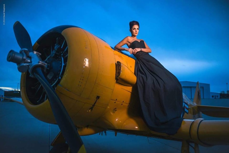 Female model photo shoot of ekaye collection in War Birds airfield