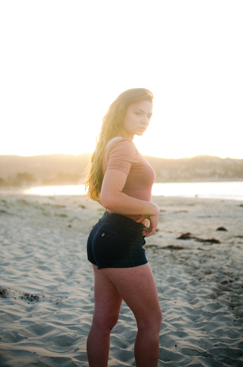 Female model photo shoot of d0pam1n3 in Del Monte Beach, Monterey, California