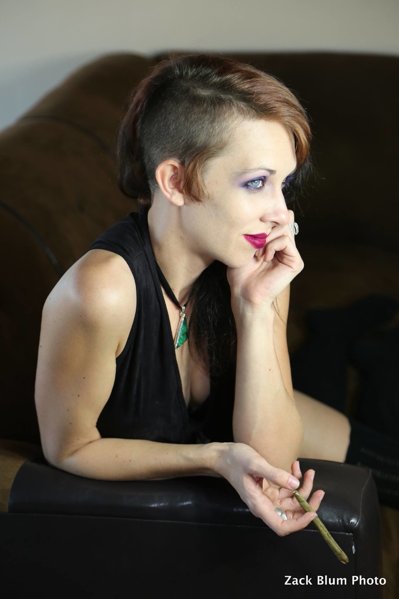 Female model photo shoot of Purple Widow by Zack Blum